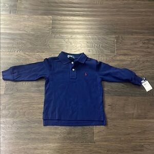Polo Ralph Lauren Long Sleeve Polo Shirt Pique blue new Toddlers Kids Boys 2T